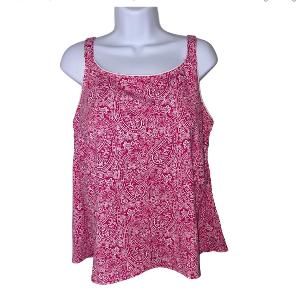 Lands' End Pink Paisley Swim Tankini Top